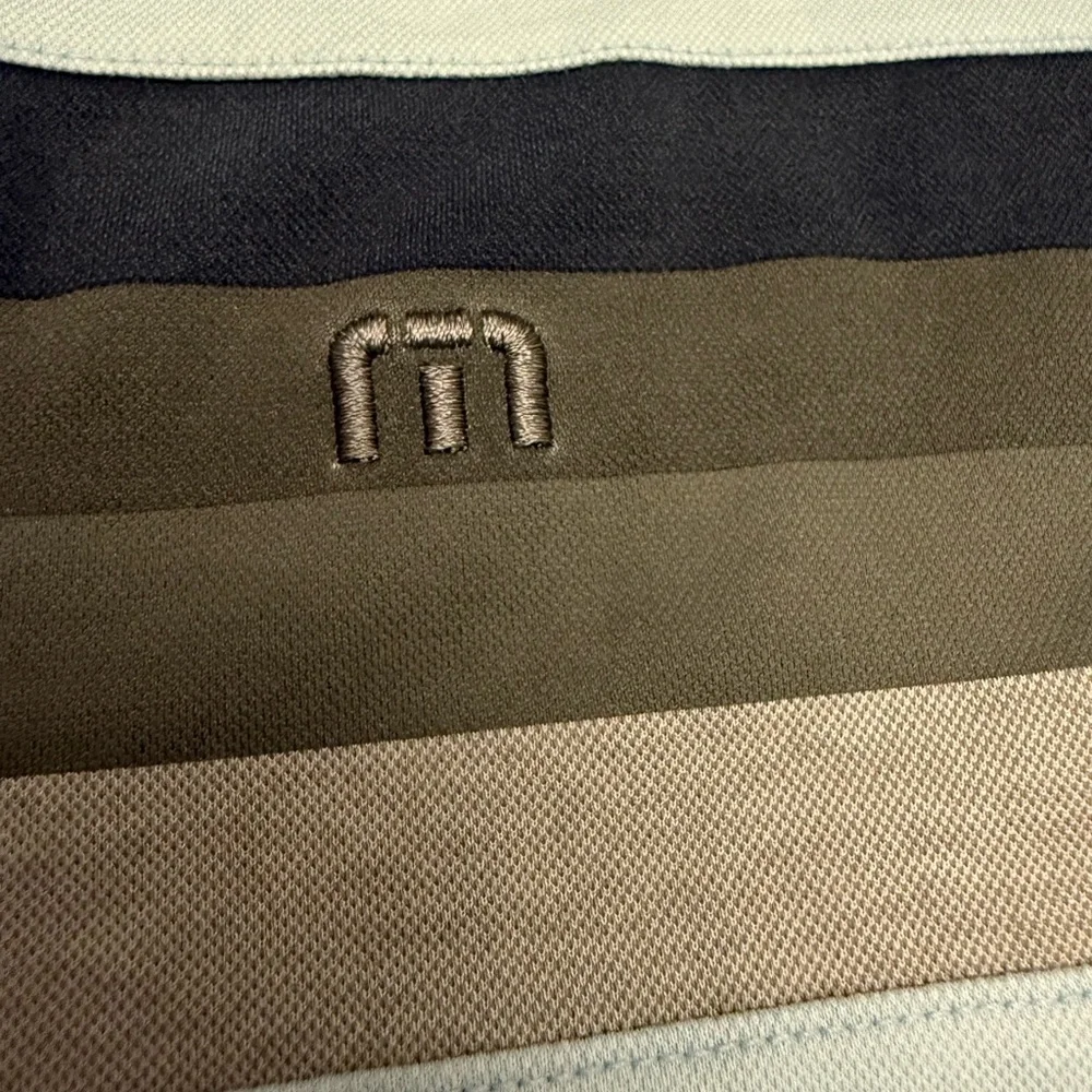 TravisMathew Golf Polo Shirt Mens Large Blue Stripe Performance Pima Cotton - Picture 4 of 9